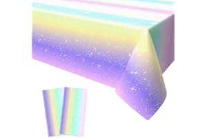 ‎XINVERY Xinvery Rainbow Tablecloths, Unicorn Party Tablecloth Colourful Waterproof Plastic Tablecloth for Children Boys Baby Shower Party Decorations 2 Pieces 137 x 274 cm