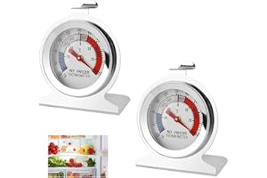 ZESCYHA 2 Pièces Thermomètre Frigo Congélateur Acier Inox -30°C à 30°C -20°F à 80°F Cadran Grand Format Facile à Lire Thermometre Mécanique pour Réfrigérateur Congélateur Cuisine Restauration