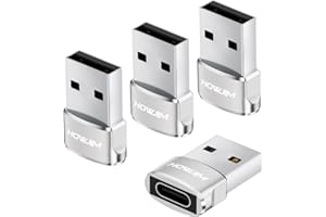 HOWJIM Adattatore da USB2.0 a USB C 4 Pezzi,Ricarica Rapida PD27W/66W Trasmissione Dati 480Mbps,Adattatore da USB C Femmina a USB A Maschio per M-acBook Pad Phone15 16 A-irPods G-alaxy X-peria Argento