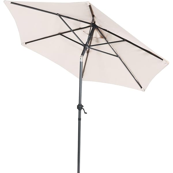 Pure Garden Terrassenschirm 2,7 M – Mit Neigungsfunktion, Kurbel & 8,6 Kg Basis (rot)