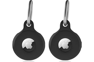 PANJAL [2-Pack] AirTag Holder Keyring Case, Soft & Sturdy Silicone Tracker Cover for Air Tag, Lightweight Scratch Resistant Dust Proof, Attachable to Keys, Pet Collar, Suitcase & Bags - Black