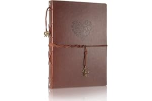 ThxMadam Leder Selbstgestalten Fotoalbum Scrapbook Album Foto Buch Hochzeit Gästebuch Vintage Fotobuch 60 Schwarze Seiten für Weihnachten Geburtstag Jahrestag Geschenk für Mutter Frau Mann Freund