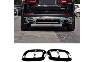 YIWANG Edelstahl-Auspuff-Schalldämpfer, Endrohrverkleidung, Abdeckrahmen, 2 Stück, für Mercedes Benz GLE GLC GLS W167 X253 X167 2019 2020 Autozubehör (glänzend schwarz)