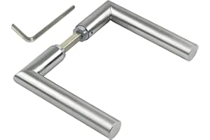 JUVA Türbeschlag Edelstahl Türgriff Gehrung Drückerpaar Zimmertür - L-Form Türklinke 1802 | Türdrücker für Rosetten-Garnituren zum Nachrüsten | Edelstahl matt | 1 Paar - Türgriffe mit Drückerstift