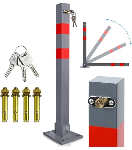FERRETELIX Blocco Manuale Per Parcheggio E Recinzione | Alta Resistenza, Include Viti E Lucchetto Di Sicurezza