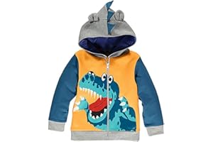 TEDD Boys Hoodies Zip for Kids Jumper Cotton Jacket Top Dinosaur Crocodile Sweatshirts Long Sleeve T Shirt Casual Toddler Clothes Autumn Winter 1-8 Years