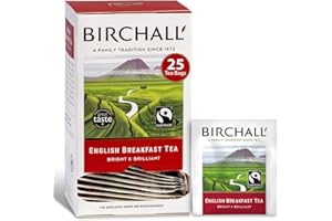 Birchall English Breakfast Tea Bags, English Tea Bursting with Full Flavour, Perfect Vegan Gifts, 25 Enveloped Plant-Based Tea Bags
