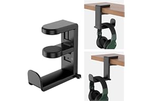 SUNNIFLY Supporto Cuffie per Scrivania, Porta Cuffie Regolabile 360°, Supporto per Cuffie, Compatibile con Cuffie Gaming e Auricolari, Adatto per Tutti i Modelli di Cuffie (Nero)