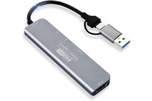 ELUTENG Carte d'Acquisition, Vidéo Carte de Capture 4K HDMI vers USB/USB C 3.0, 4K 30Hz Entrée Capture Vidéo Full HD 1080P pour Le Streaming Compatible avec Switch/PS5/PS4/Xbox/MacBook/iPad/Caméra/PC