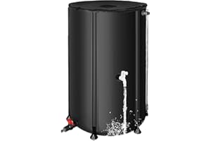 MATALDE Collapsible Rain Barrel Water Collection System - 380L Portable Water Storage Tank,Foldable Rainwater Collect System Downspout, Water Catcher Container with Filter, Spigots＆Overflow Kit,Black