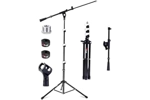 Tlingt Support Portable Microphone Stand, Mic Stand with Telescopic Boom Arm, a Mic Boom Stand Perfect for Pub Gigs, Live Performances, Busking, and Home Use...