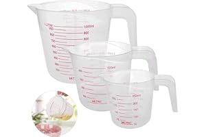 Surflyee Messbecher Set 250ML 500ML 1000ML Präzisions Messbecher Transparent Kunststoff messbecher küche measuring cup mit Griff, BPA free Messbecher für Küche Backen Labor, Leicht zu lesen & messen