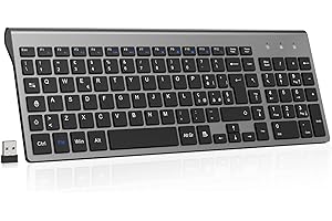 cimetech Tastiera wireless, Layout Italiano QWERTY, tastiera 2.4G USB per computer con tastierino numerico e tasti ergonomici per computer, PC, laptop, tablet, desktop, Android Smart TV （grigio）