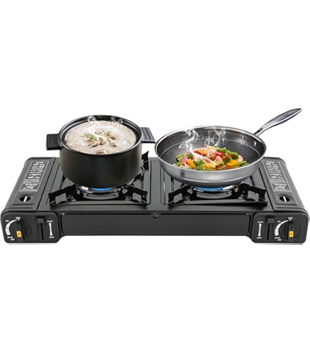 Fornello Elettrico Campeggio Riscaldatore/fornello A Gas 2in1 Portatile - 1.7kW Con 4 Cartucce Incluse Fornello Gas Campeggio