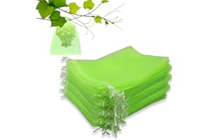 Leeyunbee 100 sztuk worków ochronnych na winogrona, 17 x 23 cm, worki ochronne na owoce, winogrona, ze ściągaczem, worek z organzy, worek siatkowy do ochrony przed ptakami, osami, muszkami owocowymi