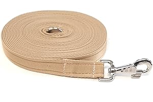 CHURCH PRODUCTS UK Longe de dressage pour cheval - 6 m - Grande laisse de dressage de chien - Sangle rembourrée de 25 mm - Robuste - Avec mousqueton cannelé - Beige