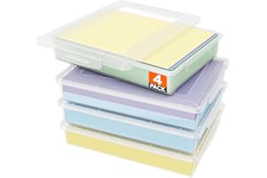 Lifewit 4 Pack Plastic Multi-Purpose Storage Box with Latching Lids, Clear A4 Paper Storage, Classroom Organisation, Storage Containers for Board Game, Craft, Document, Magazine, Art Supplies