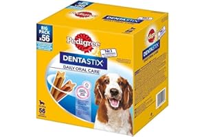 Pedigree Dentastix Medium Lot de 56 friandises pour Chien de Taille Moyenne 10 à 25 kg (1440 g)