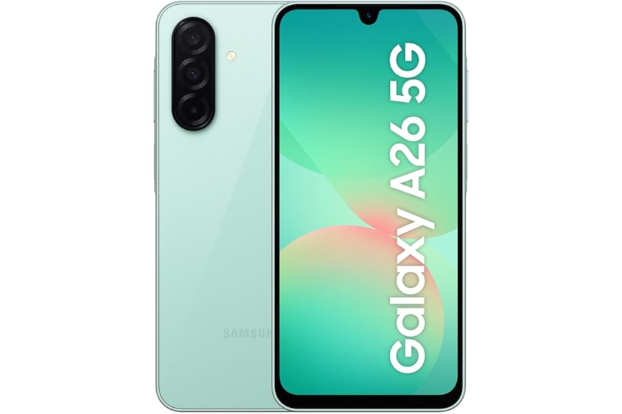Samsung Galaxy A26 5G, Smartphone with Smart Functions, 3 Years Manufacturer's Warranty, 6.7 Inch Super AMOLED Display, 6 GB RAM, 128 GB, 5,000 mAh, Expandable Memory, Mint [Italian Version]