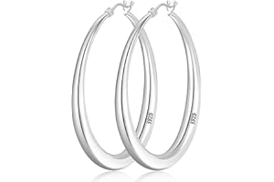 LOUMILEO 925 Sterling Silber Creolen, Groß Silber Creolen für Damen, Hypoallergen Groß silber Creolen, Leichte Silberne Creolen für Damen Mädchen 35/40/50mm