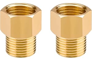 KMUQSHY 2 Pezzi Riduttore 3/8 a 1/4", Connettore Tubo 3/8 Femmina 1/4 Maschio Ottone, Adattatore Filettato per Tubi Prolunga Riduttrice con Filettatura Interna esterna per Pompe Rubinetti Impianti Irrigazione