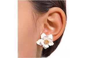 Allereya Orecchini A Perno Fiore Vintage Orecchini Fiore Acrilico Orecchini Fiore Opaco Orecchini Fiore Bianco Perno Gioielli Per Donne E Ragazze (bianco)