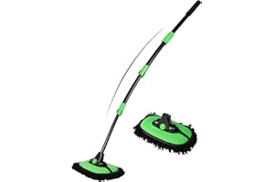 NICECASTLE 136cm 15°Curvo Cepillo Lavar Coche con Largo Mango Cabezal Cepillo Suave Chenilla de Alta Densidad Adecuado para Limpiar Techos Ruedas Parabrisas Camiones SUV Caravanas Limpieza Interior Exterior