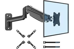 BONTEC Monitor Arm Wall Mount for 13-42 Inch Screens, Gas Spring Arm Holds 3-9KG, Adjustable Tilt Swivel Rotation, Heavy Duty Wall Mounted Arm with VESA Extension Kit 75/100/200