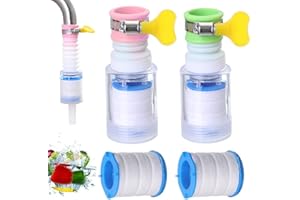 TAKEYFAITHER 2 Pcs 360° Rotating Faucet Filter, Splash Proof Water Tap Filter Kitchen Faucet Water Filter Spray Head Extender for Kitchen Bathroom (with 2 Extra Filter)
