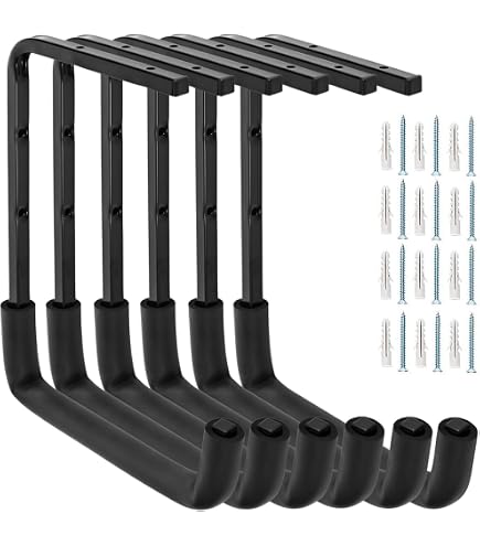 Lot De 6 Crochets De Rangement Garage Plafond - Supports Robustes Pour Échelles, Vélos, Outils