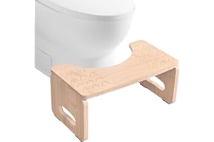 PORFOYO Sgabello WC in bambù per adulti, pieghevole, sgabello da bagno, sgabello per WC, sgabello da bagno in legno sano e portatile, sgabello per WC da bagno per stitichezza gonfiore