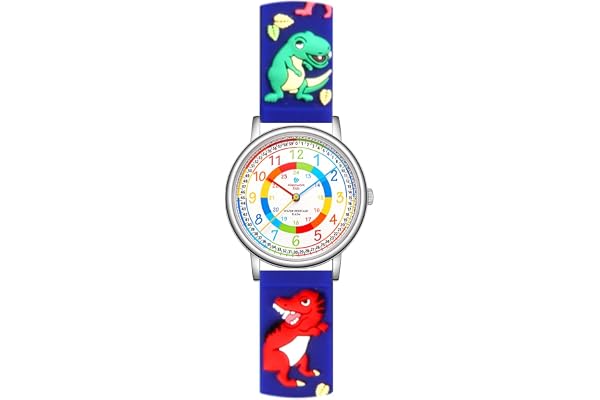 Alienwork Kids Montre Pédagogique Apprendre l'Heure Enfants Garçon Fille Temps d'apprentissage Silicone Léger Doux Imperméable