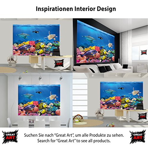 Fototapete Bunte Unterwasserwelt Wand-dekoration – Wandbild Aquarium Poster-Motiv by GREAT ART (210 x 140 cm) - 4