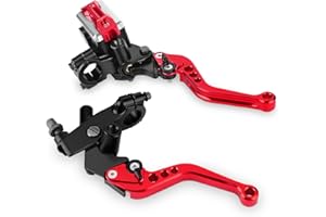 YHG Universal-Kupplungshebel, Hauptzylinderhebel, für Motorrad, mit verstellbaren Hebeln und Flüssigkeitsbehälter, für die meisten Motorräder mit 7/8-Zoll-Lenker (1 Paar) (Rot)