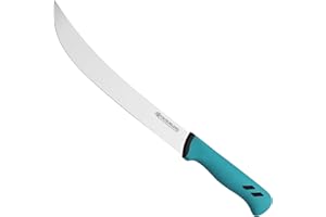 YOUSUNLONG Cuchillo de carnicero de cimetro 10 "(255 mm) Cuchillo curvo - Hoja de acero de molibdeno de alto carbono premium - Cuchillo de carne de carnicero - Mango ergonómico y antideslizante