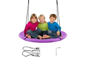 GIANTEX-Columpio para Exteriores, Columpio de Jardín para Niños y Adultos, Columpio Colgante de Altura Ajustable, para Jardín y Balcón (Morado)