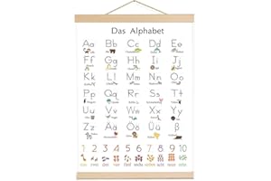 Maxmoc ABC Poster für Kinder 30x40 cm, Alphabet Zahlen Lernposter Kinder Einschulung Geschenk, Wanddeko für Kinderzimmer, Kindergarten, Vorschule, Grundschule