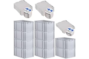 PROREGAL SuperSparSet 10x Eurobox NextGen Economy mit Scharnierdeckel & blauen Verschlüssen | Griffe geschlossen | HxBxT 32x40x60cm | 65 Liter | Eurobehälter Transportbox Transportbehälter
