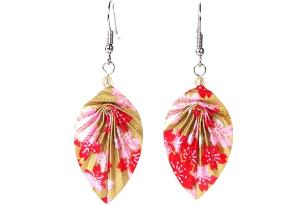 Boucles d'oreilles feuilles origami