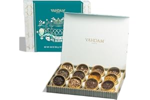 ‎VAHDAM VAHDAM, BLOOM - Geschenk Satz, 12 Tees in Luxuriösen Geschenkbox | 100% natürlich Probierset | Grüner, Chai, Kräuter & Schwarzer Tee | Geschenk Für Frauen & Männer
