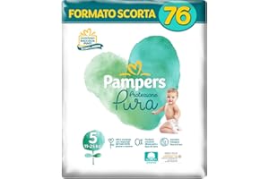 Pampers Protezione Pura (Naturello), 76 Pannolini Contenenti Cotone e Materiali Naturali Derivanti dalle Piante, 0% Profumo, Taglia 5 (11-25 kg)