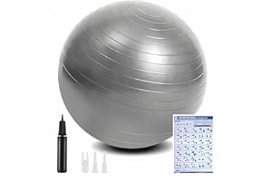 flintronic Ballon Fitness, Ballon Yoga Anti-Explosive Ultra-épaisse avec Pompe Pied Gonflable, Balle de Fitness pour Sport, Yoga, Pilates, Grossesse et l'accouchement Artificiel - 65/55CM
