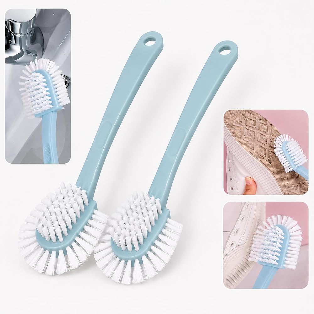 Kyrotech 2 Adet Çok Fonksiyonlu Ayakkabı Temizleme Fırçası, 5 Taraflı Ergonomik El Fırçası, Sert Dayanıklı Kıllı Spor Ayakkabı Süet Deri Taban Fırçası, Kaymaz Saplı Yıkanabilir Kompakt Tasarım