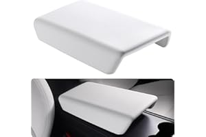 BASENOR Tesla 2020-2024 Model Y 2017-2023 Model 3 Center Console Cover TPU Armrest Cover Non-Slip Protector Armrest Tesla Interior Accessories White (Not Compatible with 2025 Model Y 2024 Model 3)