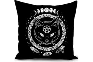 HUASHUZI Fundas Cojines 40x40 Nemesis Now Brujas Figuras Decorativas Gato Negro gotico Cojines Sofa Salon Regalo Mujer Funda cojin 40 x 40 cm almofadas Dormitorio Decoracion hogar