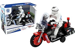 TURBO CHALLENGE – Polizei-Motorrad mit akustischer und beleuchteter Reibung – 023311 20 cm – Kunststoff – ab 3 Jahren – 3 Batterien – Batterien enthalten