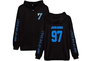HEY XQ Unisex Map of The Soul 7 Hoodie Pullover Full Zip Kapuzenpullover Kpop Army Suga Jimin Jin Jung Kook J-Hope RM V Sweatshirts für Herren Damen Mädchen Fans