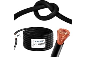 EBROM Cavo batteria 70 mm² nero – Super fine, molto flessibile, estremamente flessibile, morbido PVC, interamente in rame FC, 99,9% al metro in una lunghezza 70 mm2 70 mm2 per inverter, regolatore di