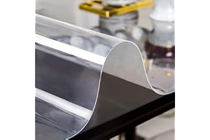 PVC Table Protector Table Cover/Protector Transparent,Waterproof Transparent Table Cover Clear Plastic Table Cloth Cover for Kitchen Coffee Office Dining Table,Made to Measure (70x140cm(28x55in))
