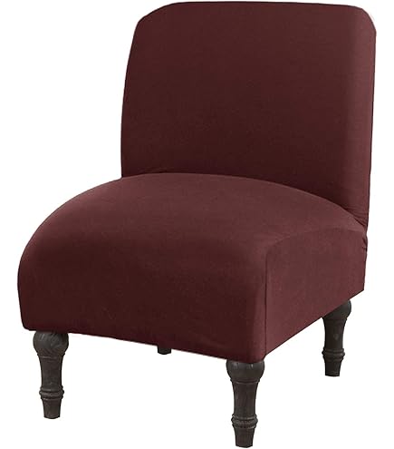 Highdi Sesselbezug Ohne Armlehne, Akzent Stuhlhussen Ohne Armlehnen, Jacquard Wildleder Abnehmbarer Waschbare Sessel-Überwürfe, Stretch Sesselschoner für Hotel Cafe Wohnzimmer (Senfgrün